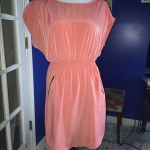 One Clothing Dress Peach Pockets Exposed Zipper M L